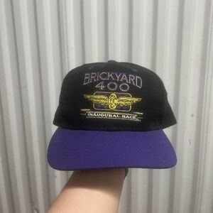 1994 limited edition brickyard 400 logo 7 snap back hat mens‎ black